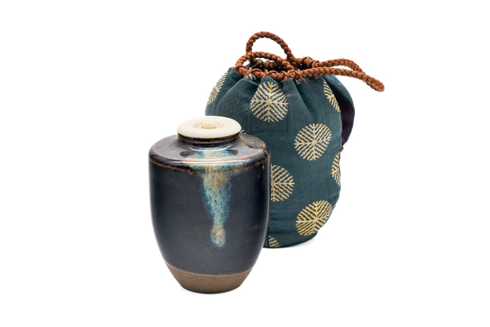 Japanese Chaire - Katatsuki Seto-yaki Tea Caddy with Shifuku – Tezumi