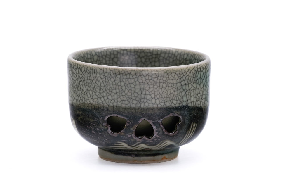 Japanese Tea Cup Double-walled Obori Soma-yaki Celadon Sencha Cup