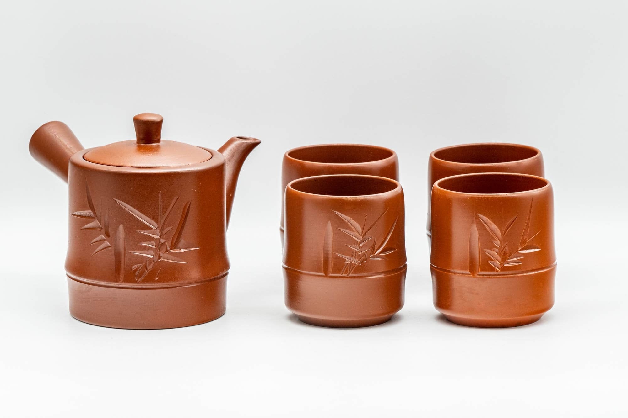 Japanese Tea Set Bamboo Tokonameyaki Debeso Kyusu Teapot with 4 Yun