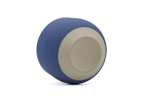 White Tokoname Teapot with Pair of Matte Blue Teacups