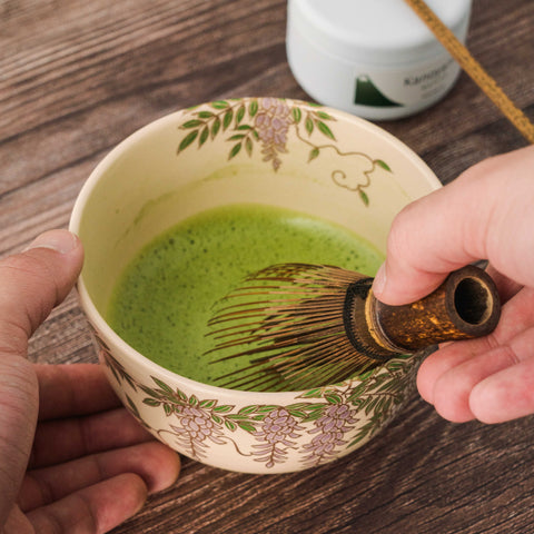 Purple Wisteria Kyo-yaki Chawan