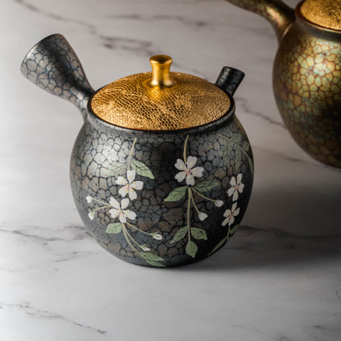 Plum Blossom Gold Tenmoku Tokoname Teapot - 160ml