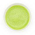 Hika - Shiga Matcha - overhead view of the prepared usucha matcha in a white bowl