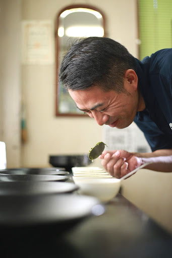 Natsumi Osada admiring matcha
