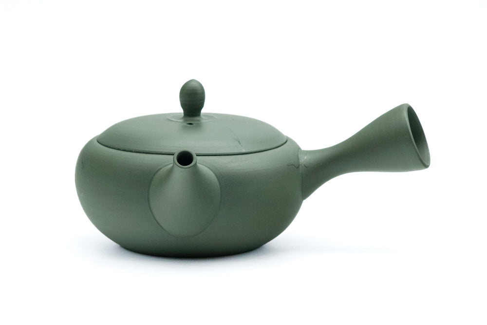 Japanese Kyusu Gyokko Kiln Green Mogake Seaweed Tokoname Teapot - Thumbnail 2