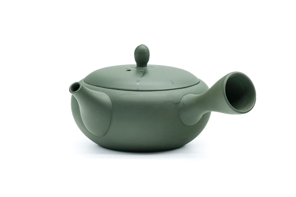 Japanese Kyusu Gyokko Kiln Green Mogake Seaweed Tokoname Teapot - Thumbnail 3