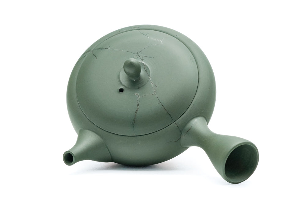 Japanese Kyusu Gyokko Kiln Green Mogake Seaweed Tokoname Teapot - Thumbnail 4