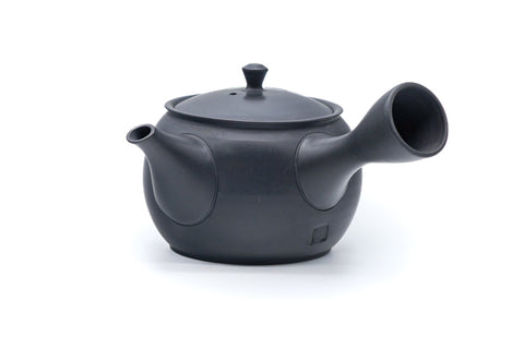 Tezumi — Japanese Kyusu - Grey Camellia Tokoname Teapot - 250ml — side view showing the spout