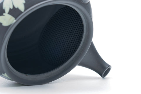 Tezumi — Japanese Kyusu - Grey Camellia Tokoname Teapot - 250ml — side profile showing the spout and handle
