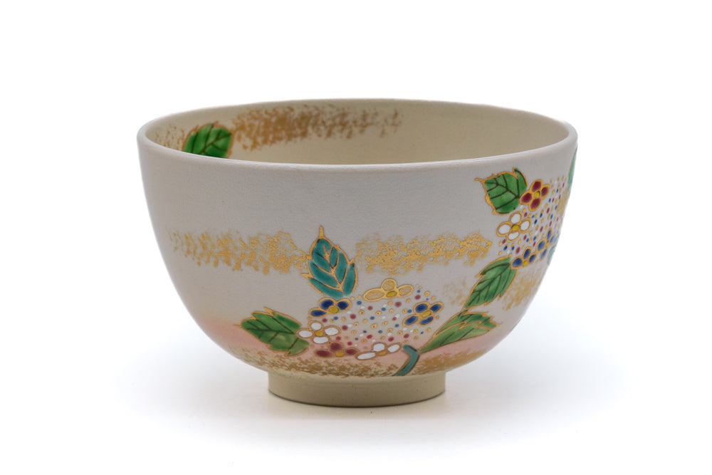 Japanese Matcha Bowl - Floral Kyo-yaki Chawan