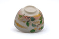 Tezumi — Japanese Matcha Bowl - Floral Kyo-yaki Chawan — inverted showing the foot ring
