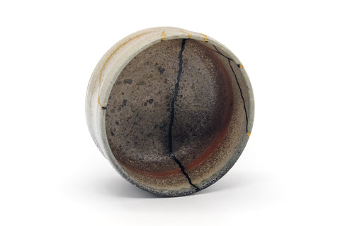 Japanese Matcha Bowl - Ash Glazed Gold Kintsugi Chawan - 550ml