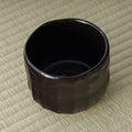 Oharagi Seto-guro matcha bowl, overhead view into the black glazed interior