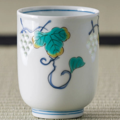 Grapes Crystal Carving Porcelain Yunomi - 190ml