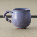 Purple Weeping Sakura Mug - profile view showing the twisting vine handle