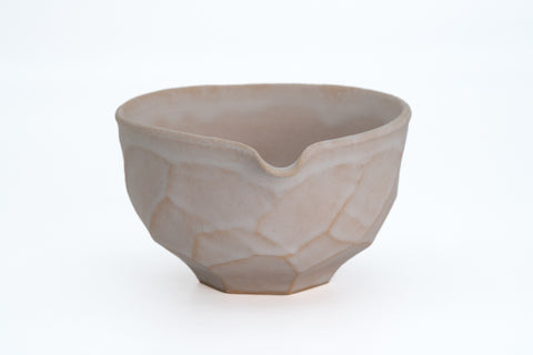 Matte White Faceted Spouted Matcha Bowl