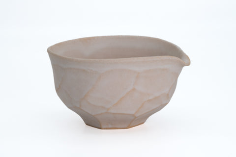 Matte White Faceted Spouted Matcha Bowl