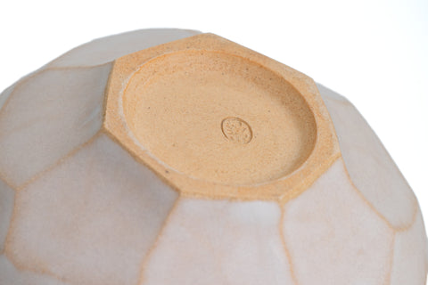 Matte White Faceted Spouted Matcha Bowl