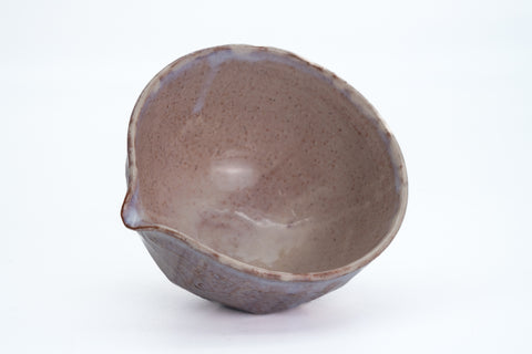 Purple-Beige Faceted Spouted Matcha Bowl