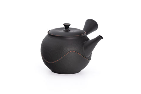 Black ceramic teapot on a white background