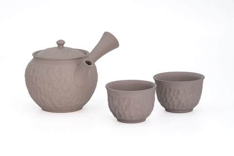Carved Grey Tokoname Tea Set