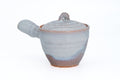 Two-tone Purple Hagi-yaki Teapot - side view of the teapot with the lid on