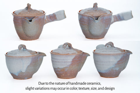Two-tone Purple Hagi-yaki Teapot - composite image showing the teapot from multiple angles