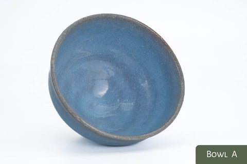 Milky Blue Hagi-yaki Ido Chawan - overhead view into the bowl interior