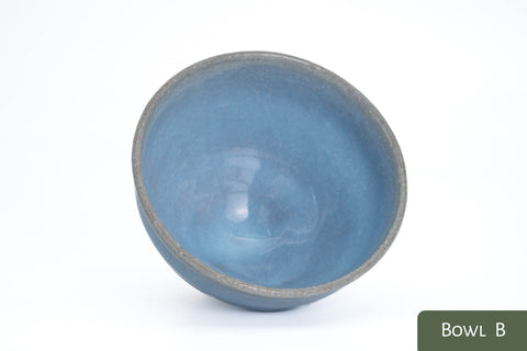 Milky Blue Hagi-yaki Ido Chawan - overhead view into the bowl interior