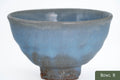Milky Blue Hagi-yaki Ido Chawan - angled side view of the bowl