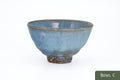 Milky Blue Hagi-yaki Ido Chawan - side view of the milky blue Ido chawan