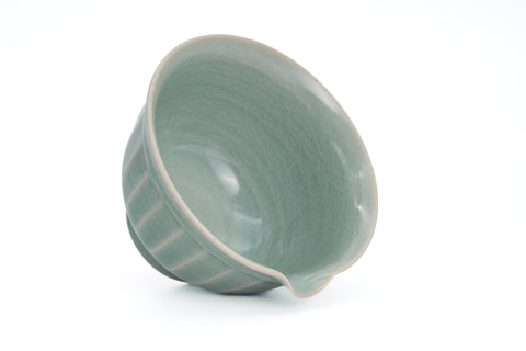 Celadon Faceted Spouted Matcha Bowl