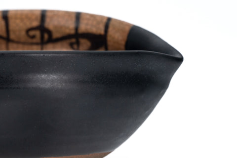 Kuro-Oribe Spouted Matcha Bowl - 350ml