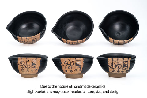 Kuro-Oribe Spouted Matcha Bowl - 350ml