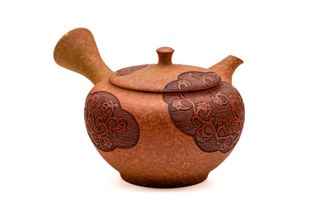 Ivy Engraved Mottled Red Shudei Tokoname Teapot - 200ml