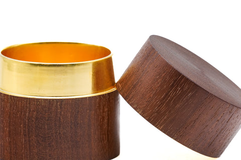 Japanese Nakatsugi - Gold Mulberry Wood Usuchaki Tea Caddy