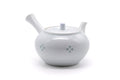 Side profile of the kyusu showing the hollow side handle and curved spout.