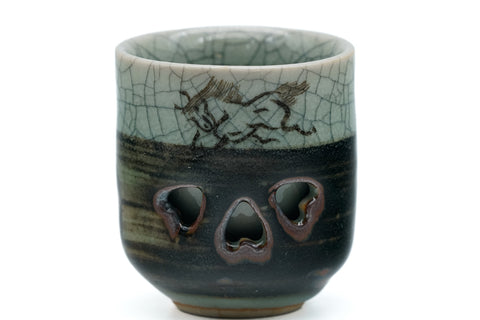 Japanese Teacup - Small Celadon Obori Soma-yaki Double-Walled Guinomi - 30ml