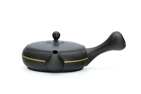 Gold Stripe Flat Tokoname Teapot - 175ml