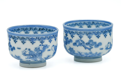 Japanese Teacups - Set of 8 Scenic Arita-yaki Guinomi - 50ml