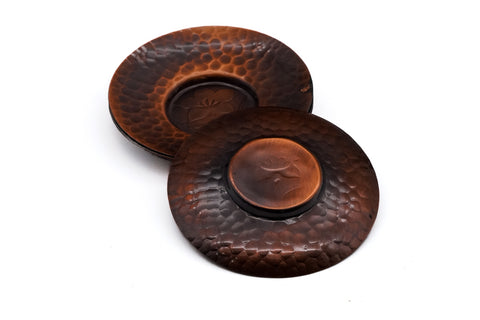 Japanese Chataku - Set of 5 Floral Copper Hammered Vintage Tea Saucers