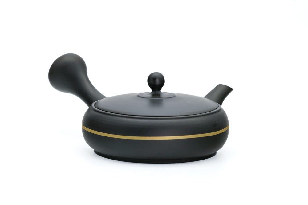 Gold Stripe Flat Tokoname Teapot