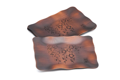 Japanese Meimeizara - Set of 5 Abstract Blossoms Wavy Cooper Sharing Plates