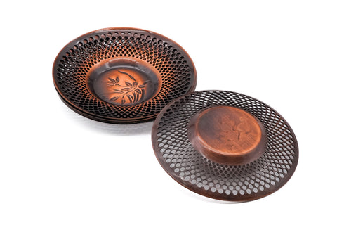 Japanese Chataku - Set of 5 Unique Copper Tea Saucers