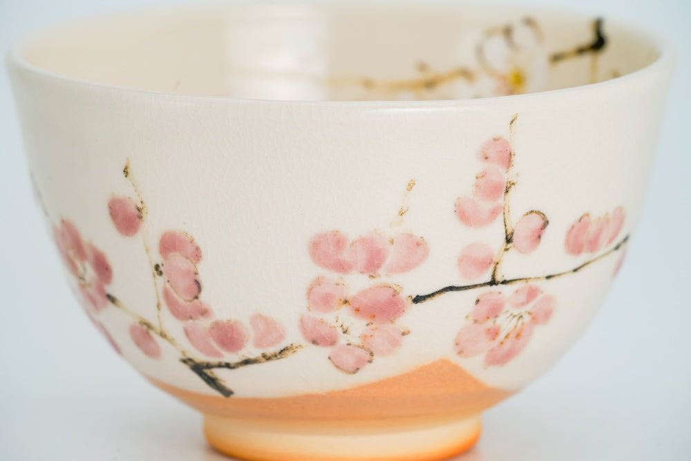 Plum Blossom Kyo-yaki Matcha Bowl - Thumbnail 3