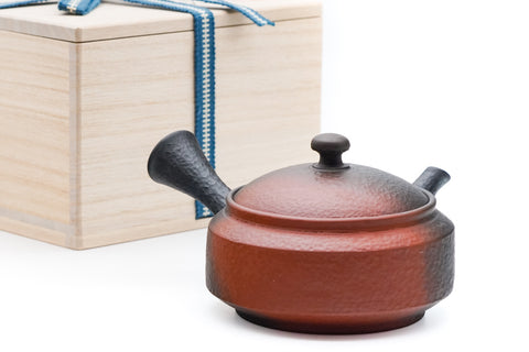 Black Red Textured Tataki Tokoname Teapot - 210ml