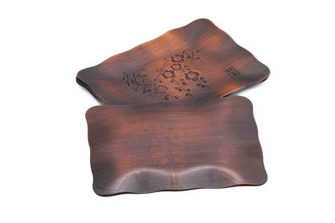 Japanese Meimeizara - Set of 5 Abstract Blossoms Wavy Cooper Sharing Plates