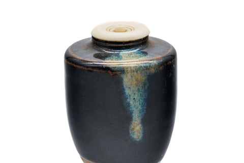 Japanese Chaire -  Katatsuki Seto-yaki Tea Caddy with Shifuku