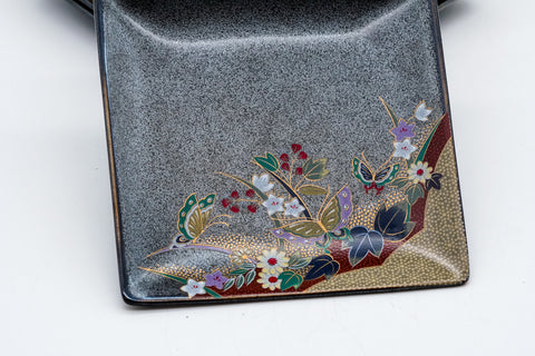 Japanese Chataku - Set of 5 Floral Square Ceramic Tea Saucers