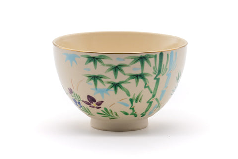 Japanese Matcha Bowl - Bamboo Floral Kyo Chawan - 400ml